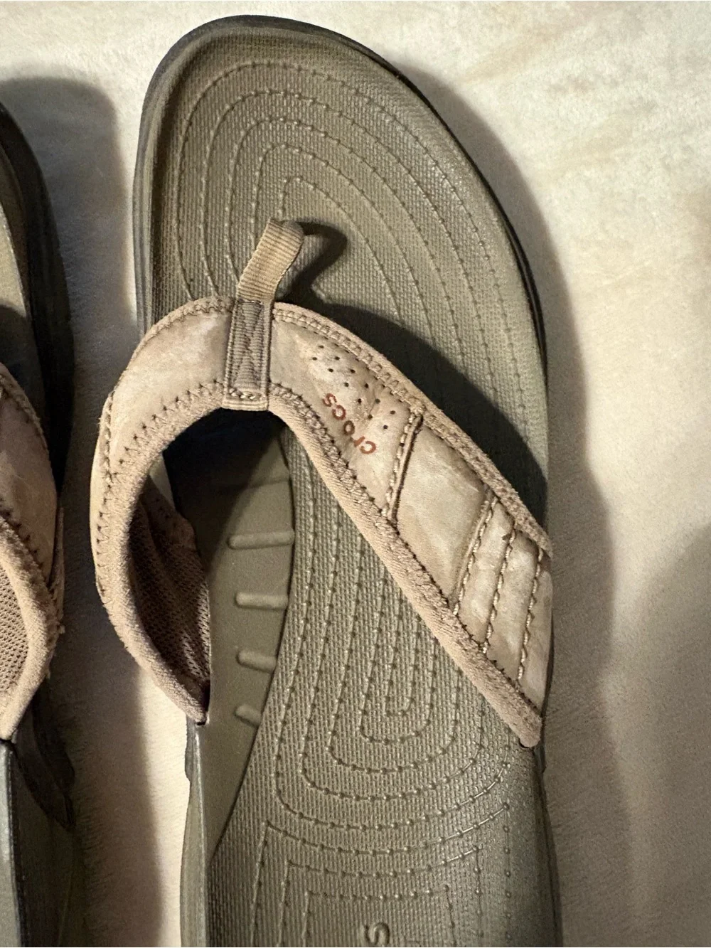 CROCS Men's Taupe Brown Sport Flip Sandals